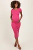 Pink Short Sleeve Rib Knit Maternity Midi Dress sold by Pinkblush