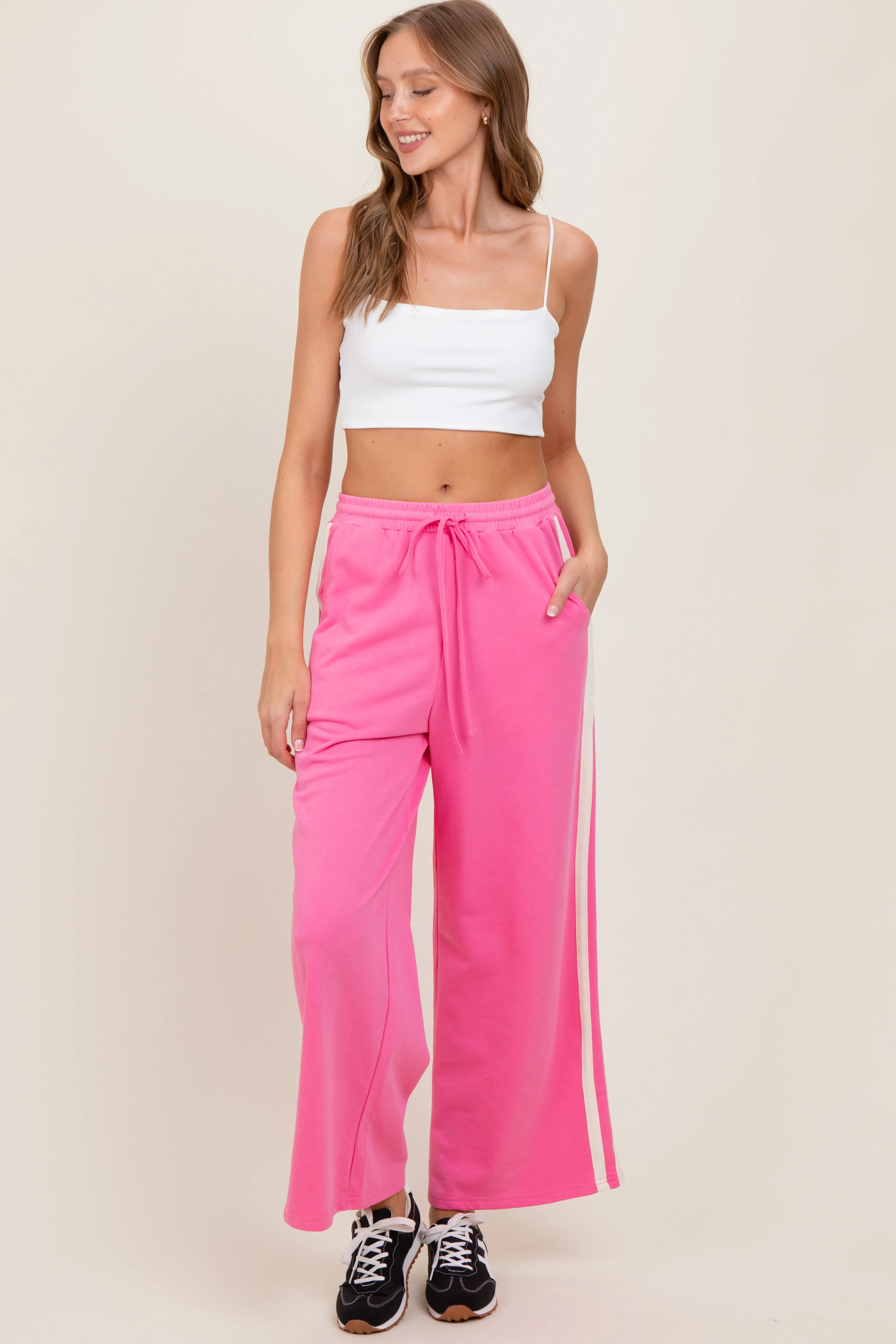 Pink Terry Side Stripe Drawstring Pants sold by Pinkblush product image thumbnail 2