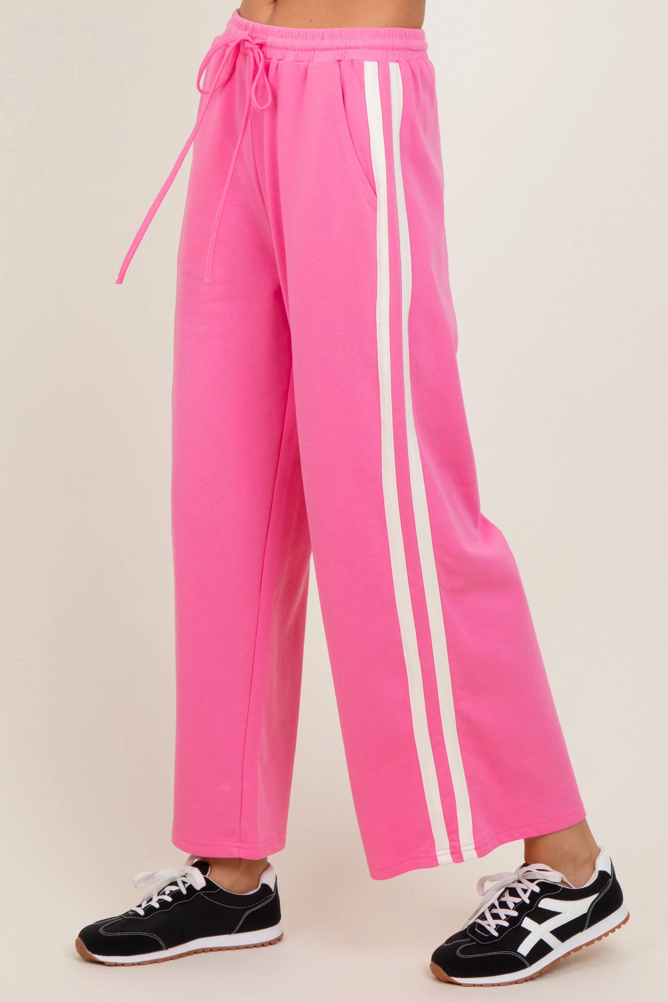 Pink Terry Side Stripe Drawstring Pants sold by Pinkblush product image thumbnail 4