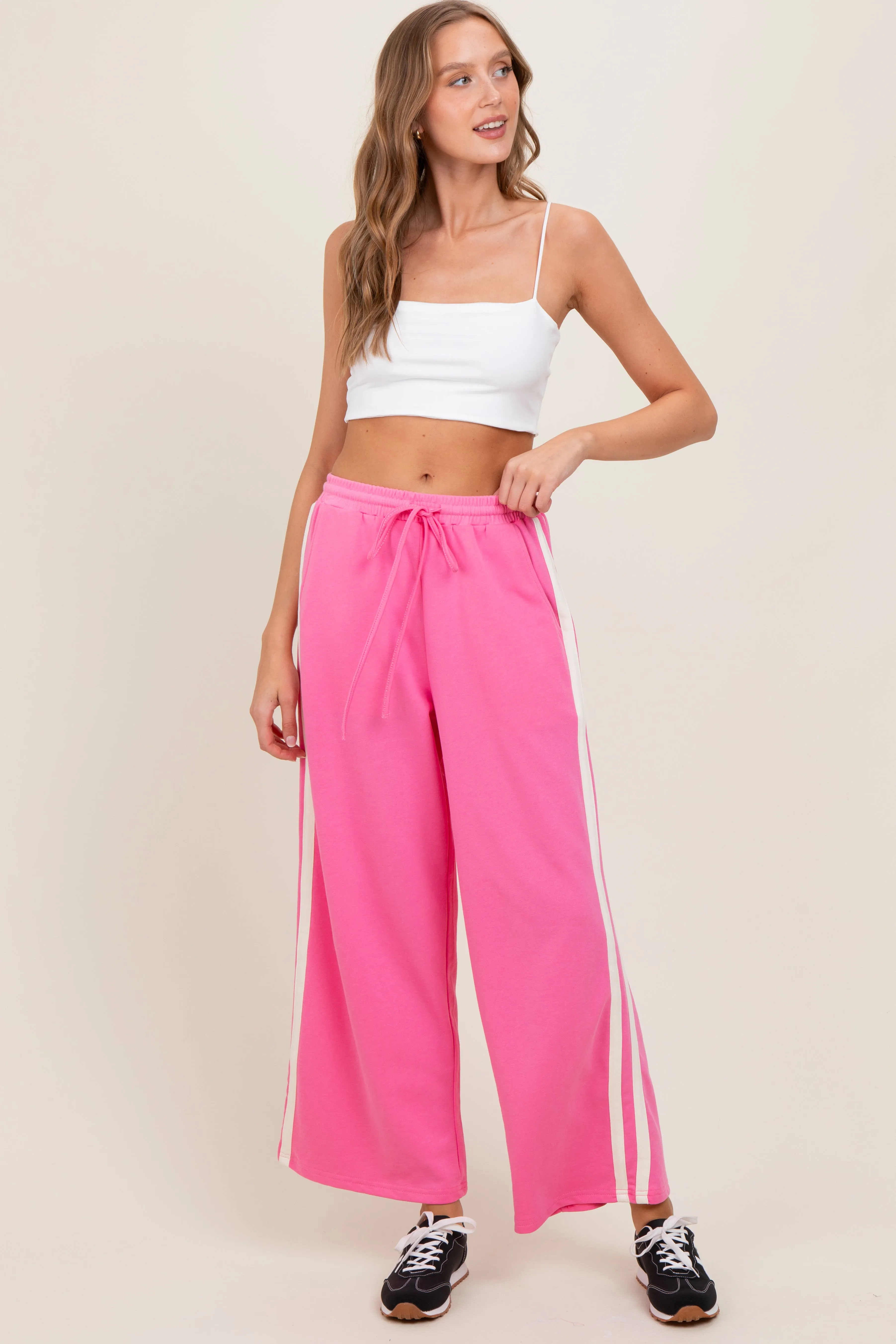 Pink Terry Side Stripe Drawstring Pants sold by Pinkblush