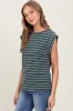 Olive Striped Terry Short Sleeve Top sold by Pinkblush