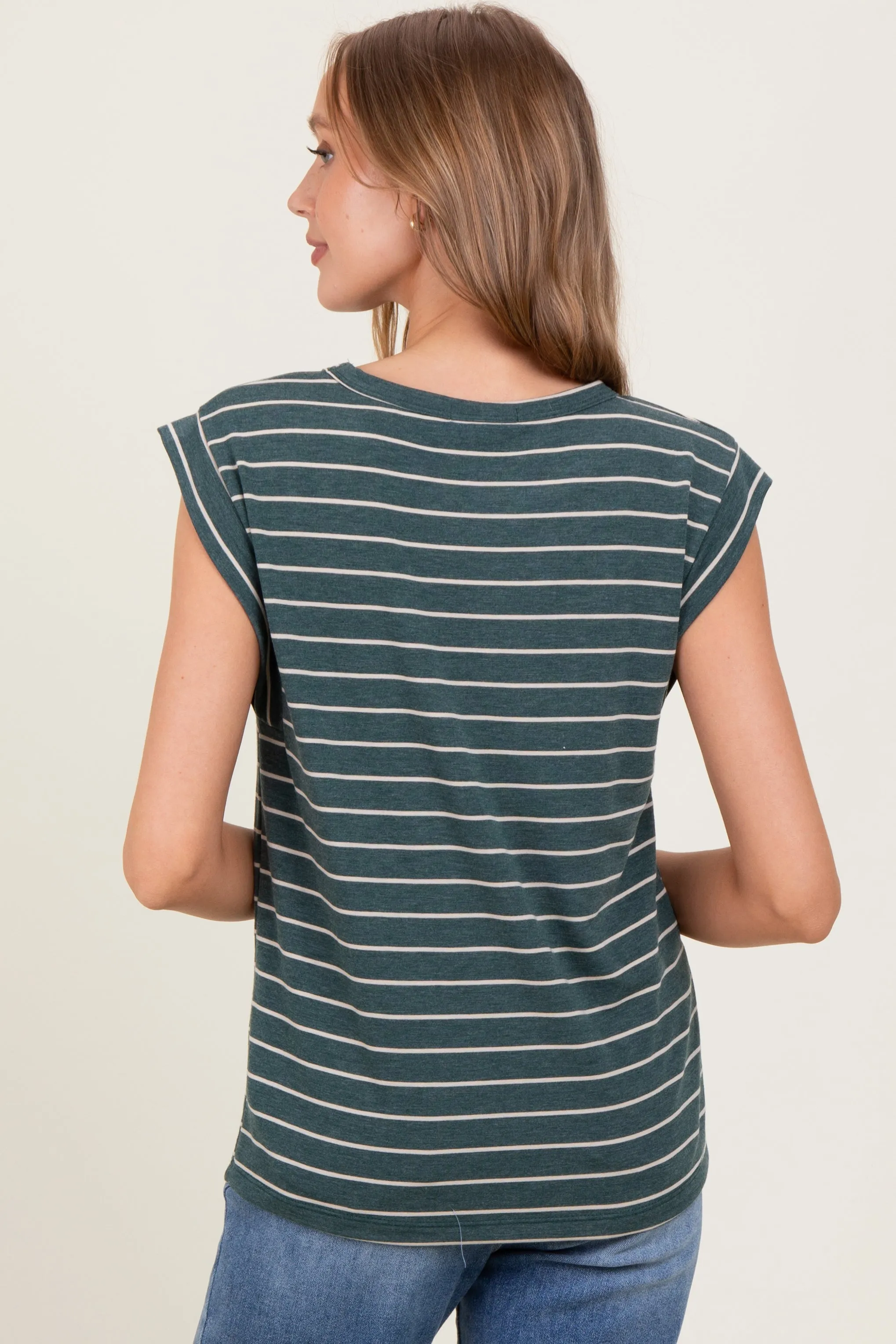 Olive Striped Terry Short Sleeve Top sold by Pinkblush product image thumbnail 4