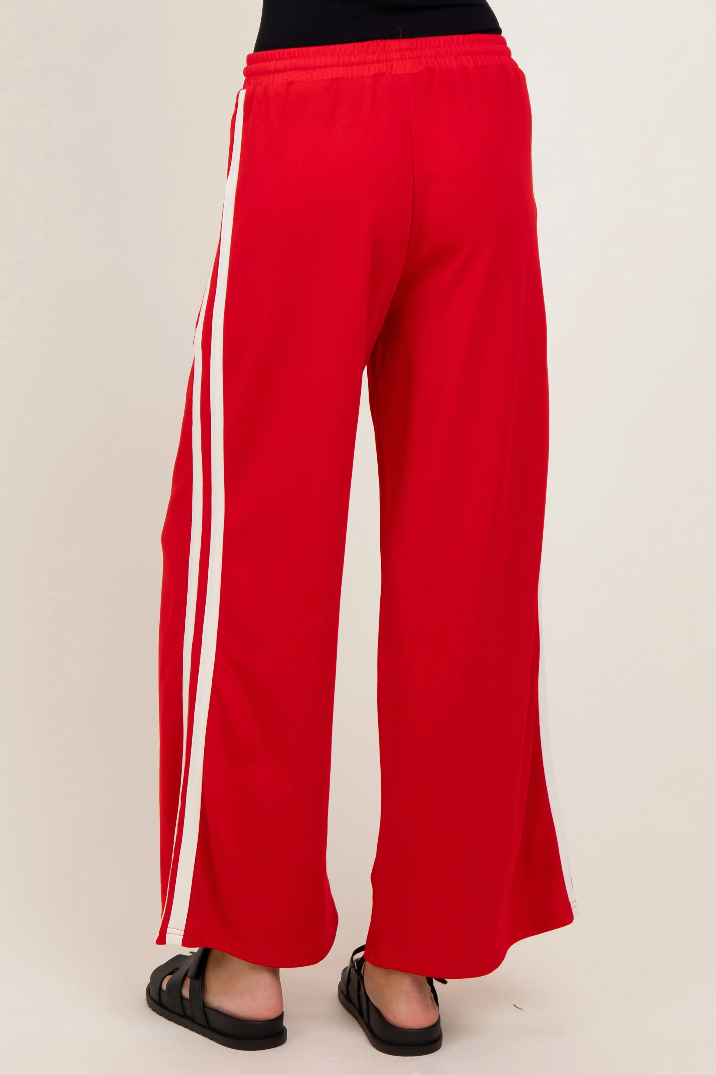 Red Terry Side Stripe Drawstring Pants sold by Pinkblush product image thumbnail 4