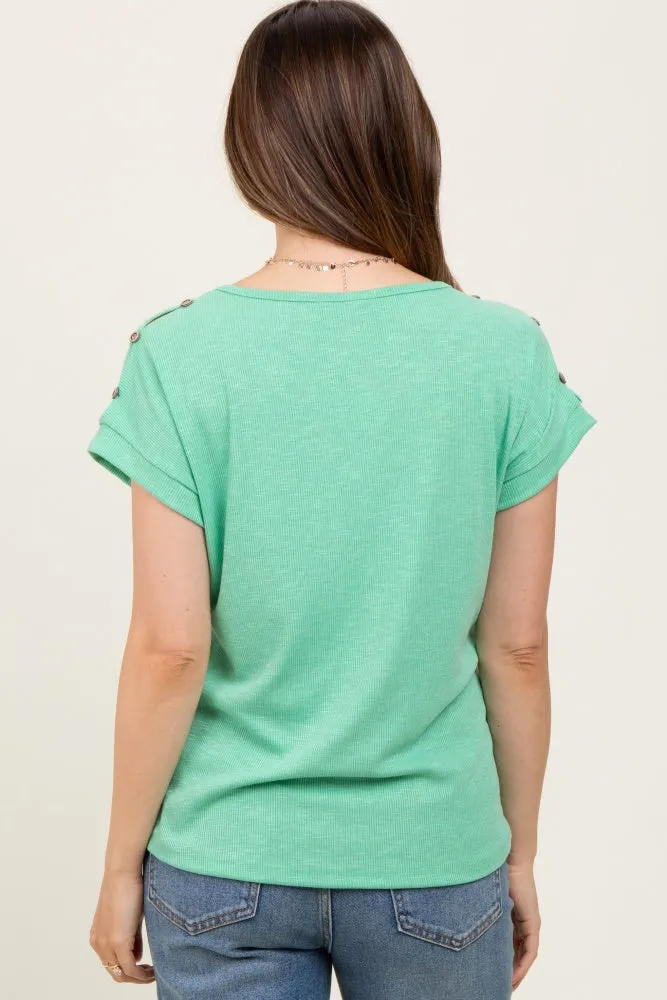 Green Button Shoulder Detail Maternity Short Sleeve Top sold by Pinkblush product image thumbnail 4