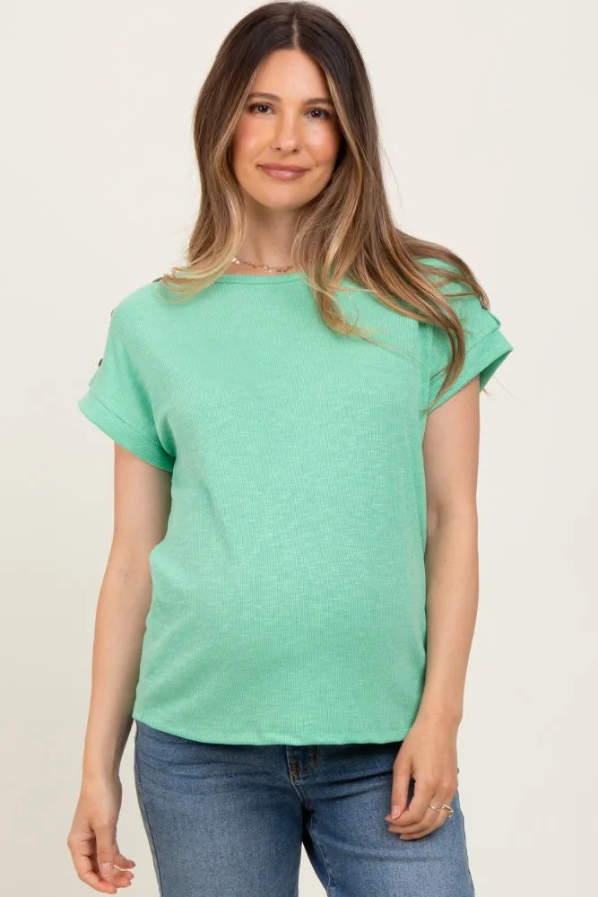Green Button Shoulder Detail Maternity Short Sleeve Top sold by Pinkblush product image thumbnail 2
