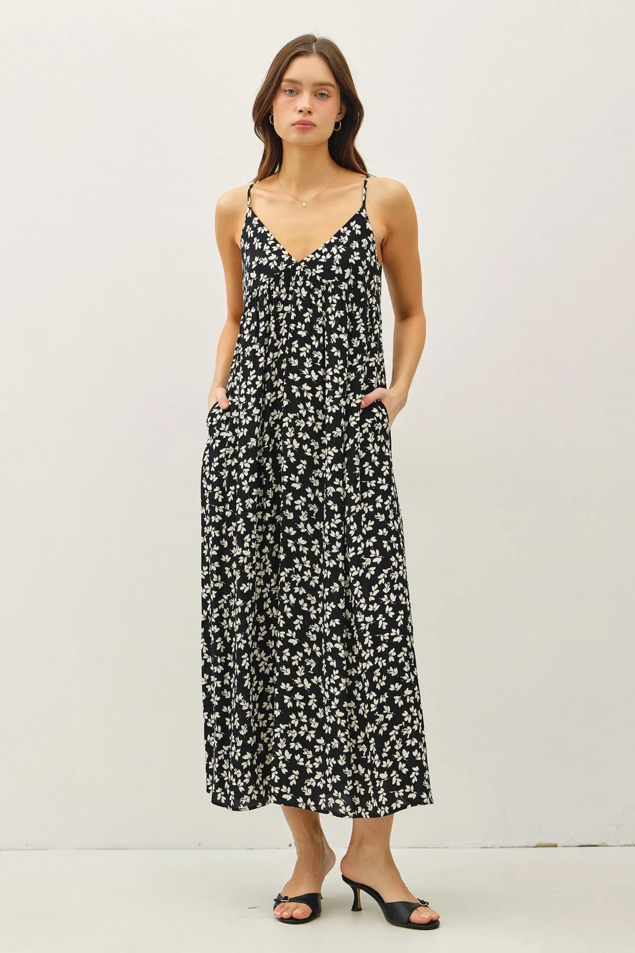 Black Floral V-Neck Maternity Maxi Dress sold by Pinkblush product image thumbnail 5