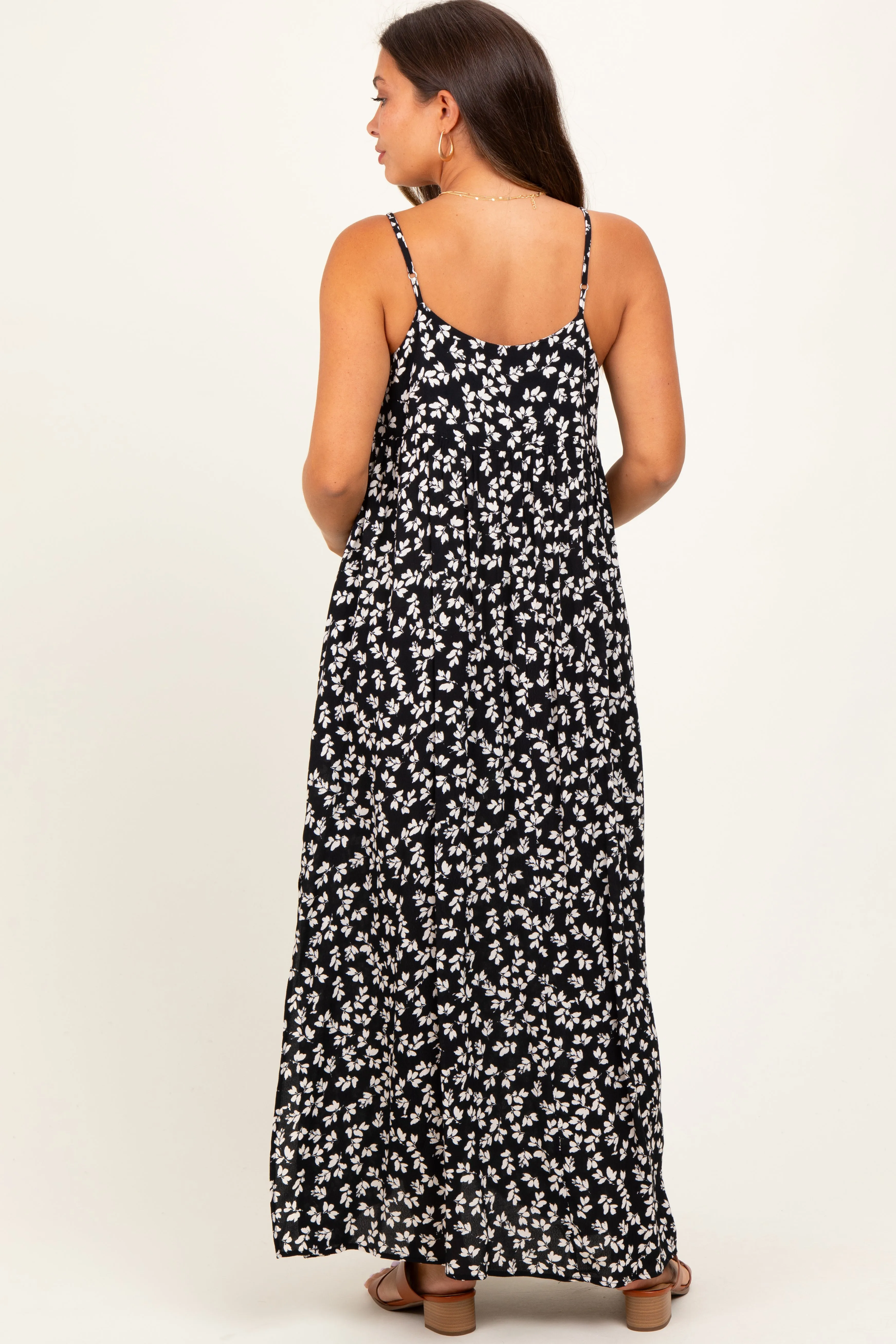 Black Floral V-Neck Maternity Maxi Dress sold by Pinkblush product image thumbnail 4