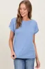 Blue Button Shoulder Detail Short Sleeve Top sold by Pinkblush
