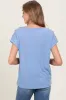 Blue Button Shoulder Detail Short Sleeve Top sold by Pinkblush
