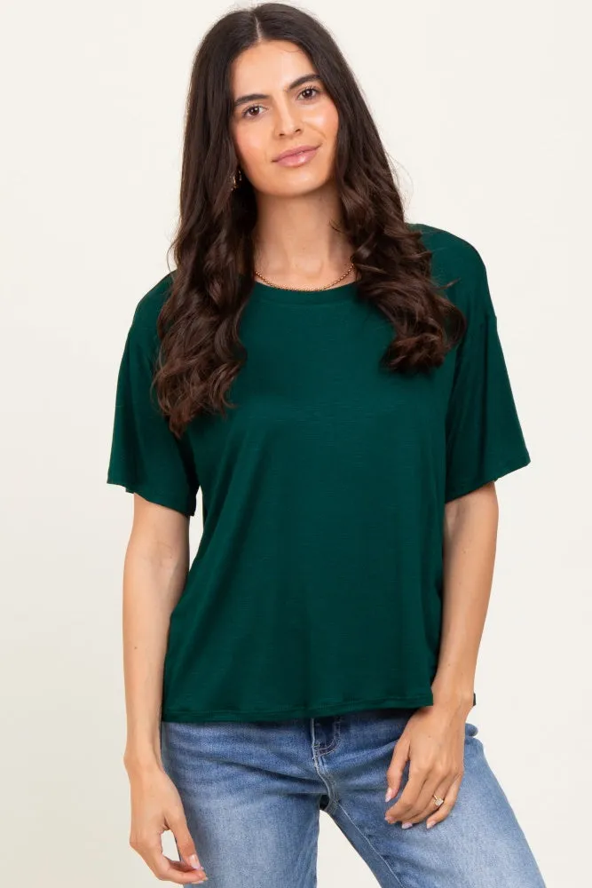 Hunter Green Relaxed Fit Short Sleeve Maternity Tee sold by Pinkblush product image thumbnail 4