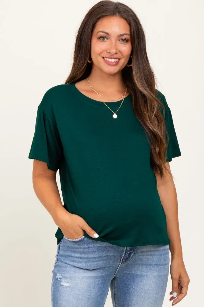 Hunter Green Relaxed Fit Short Sleeve Maternity Tee sold by Pinkblush product image thumbnail 2
