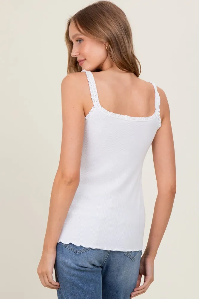 White Lace-Trim Ribbed Tank Top sold by Pinkblush product image thumbnail 4