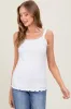 White Lace-Trim Ribbed Tank Top sold by Pinkblush