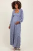Blue Floral Long Sleeve Wide Leg Maternity Jumpsuit sold by Pinkblush