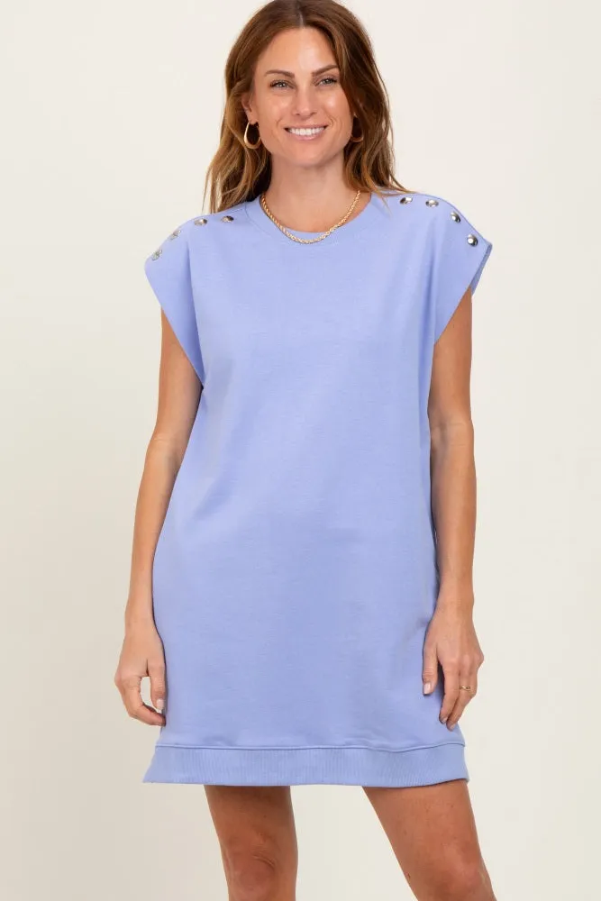 Periwinkle Studded Shoulder Mini Dress sold by Pinkblush product image thumbnail 4