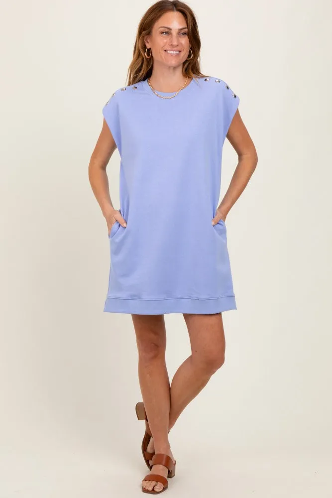 Periwinkle Studded Shoulder Mini Dress sold by Pinkblush
