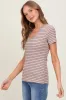 Mocha Ribbed Striped Short Sleeve Top sold by Pinkblush