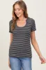 Charcoal Ribbed Striped Short Sleeve Top sold by Pinkblush