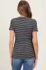 Charcoal Ribbed Striped Short Sleeve Top sold by Pinkblush