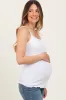 White Lace-Trim Ribbed Maternity Tank Top sold by Pinkblush