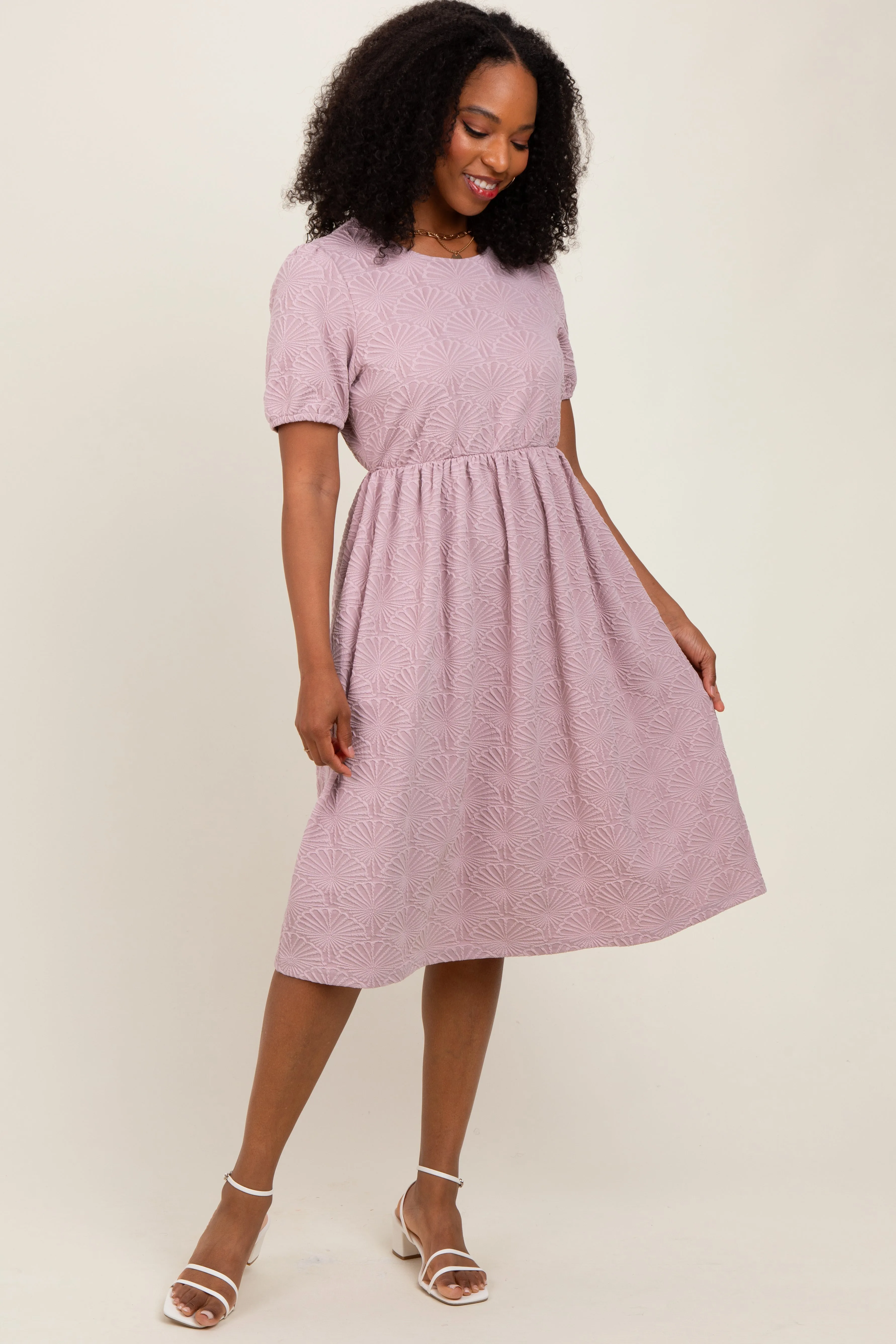 Lavender Textured Knit Midi Dress sold by Pinkblush product image thumbnail 2