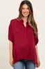 Burgundy Dolman Sleeve Button Down Maternity Blouse sold by Pinkblush
