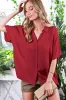 Burgundy Dolman Sleeve Button Down Maternity Blouse sold by Pinkblush