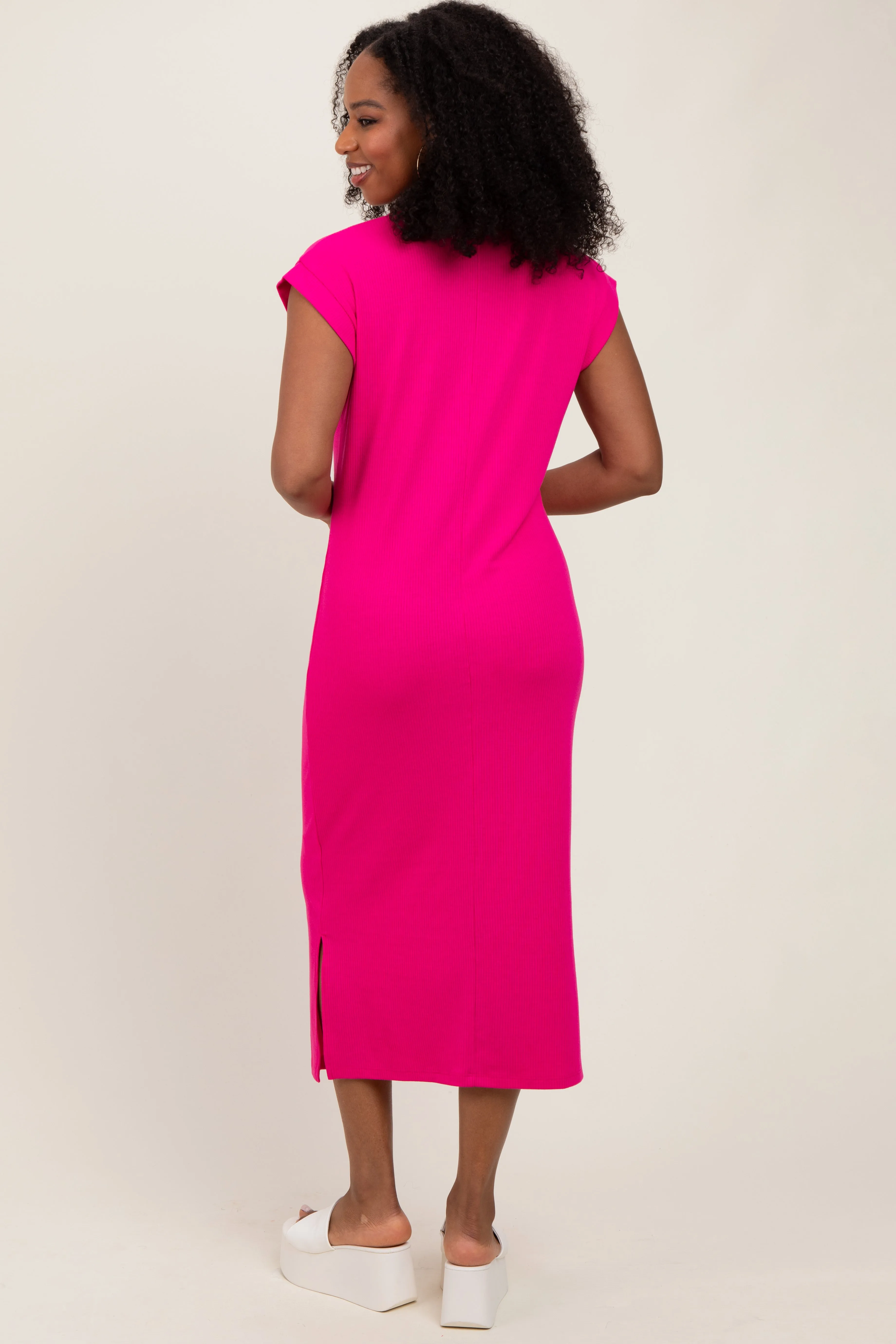 Fuchsia Basic Dolman Sleeve Midi Dress sold by Pinkblush product image thumbnail 4