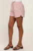 Camel Striped Round Hem Drawstring Shorts sold by Pinkblush