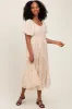Beige Floral Embroidered Chiffon Midi Dress sold by Pinkblush