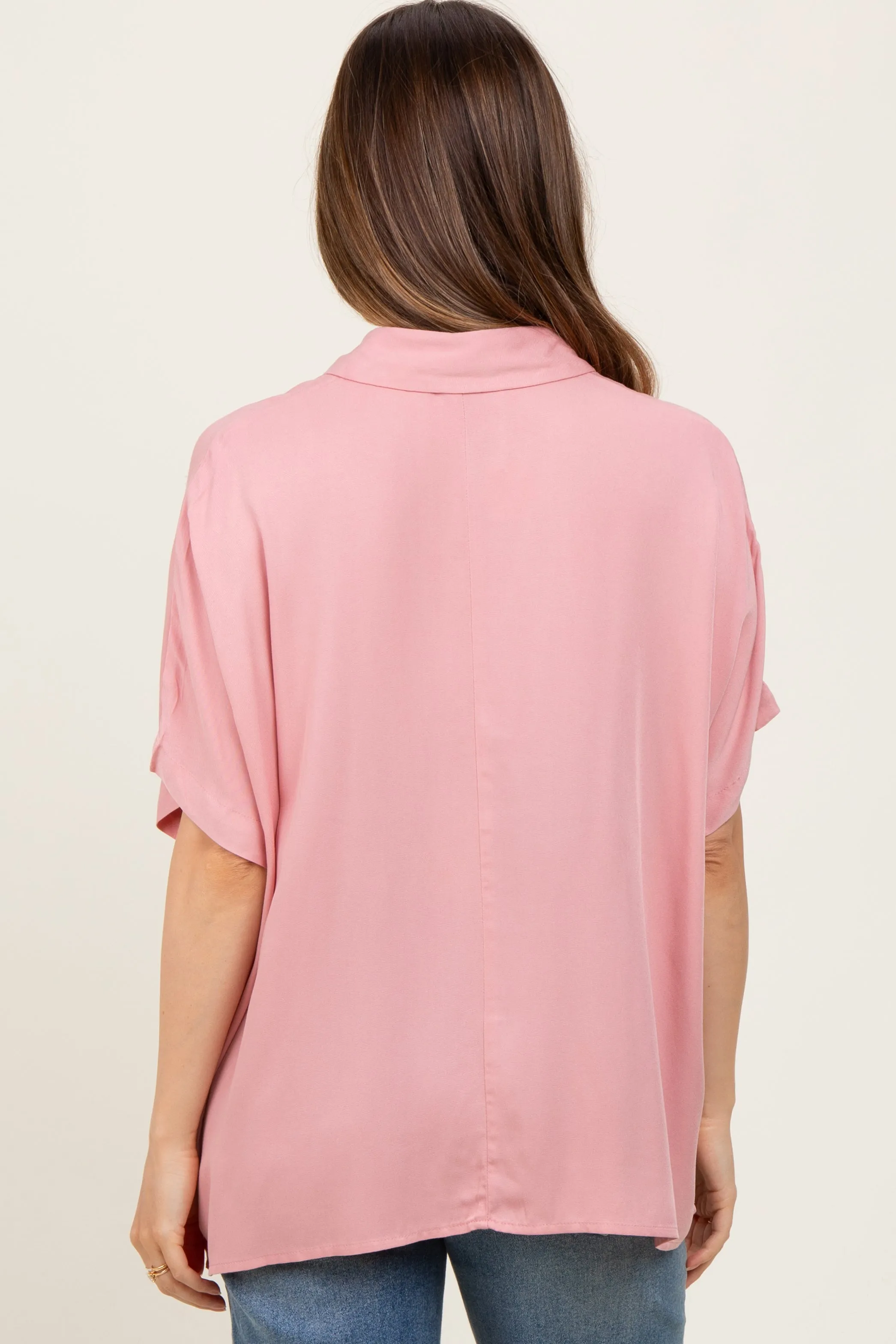Light Pink Dolman Sleeve Button Down Maternity Blouse sold by Pinkblush product image thumbnail 4