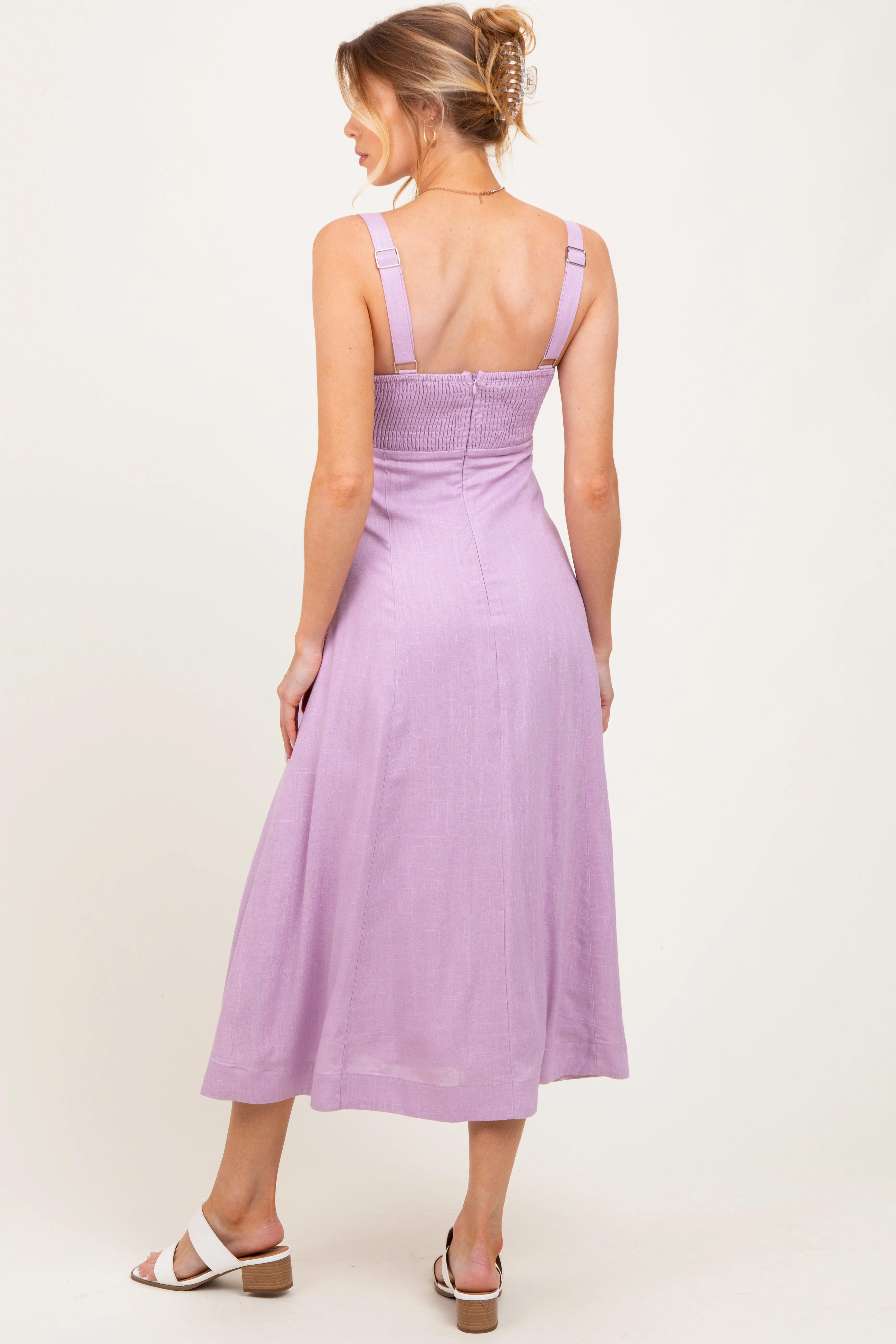 Lavender Pleated Bodice Maternity Midi Dress sold by Pinkblush product image thumbnail 4