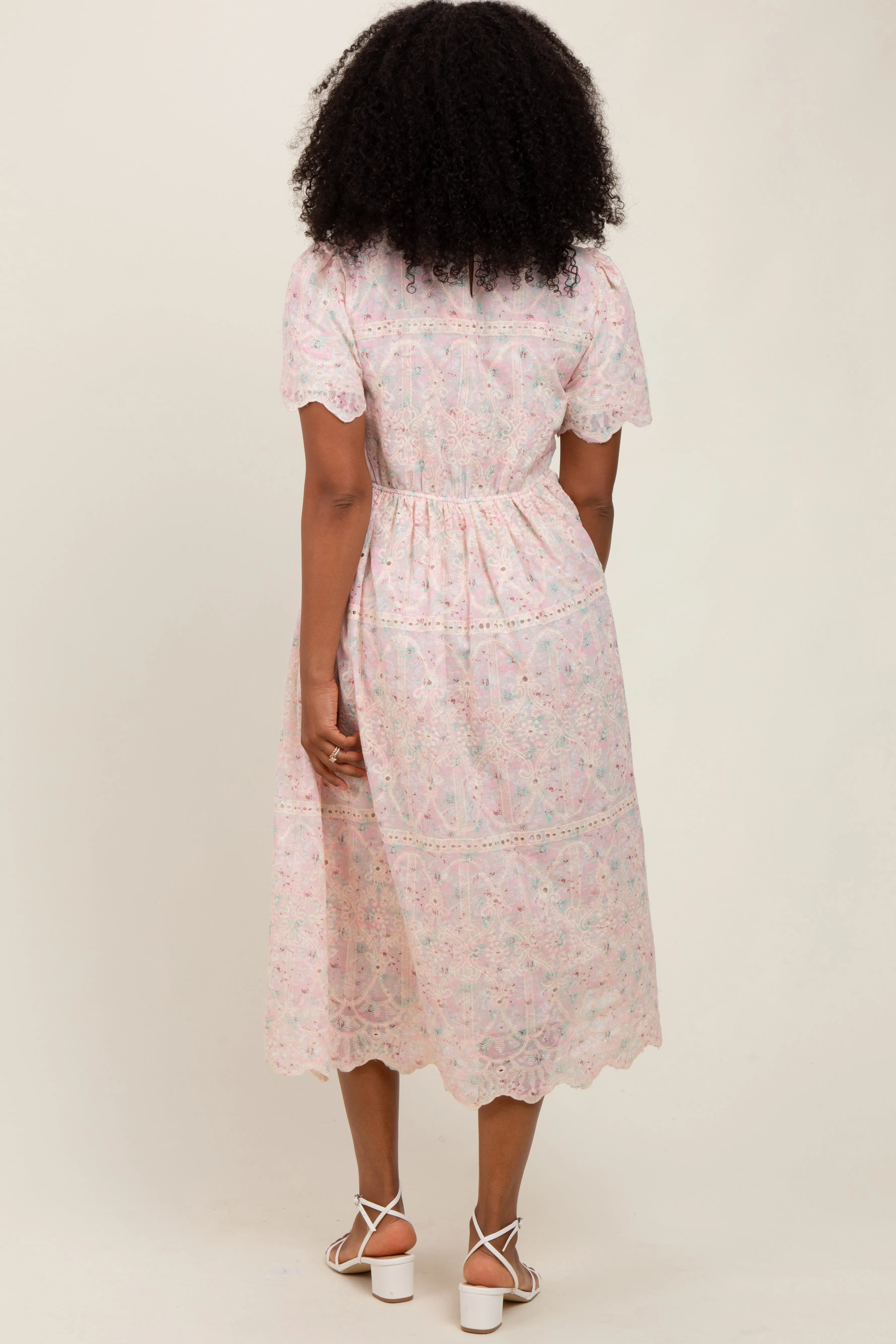 Light Pink Embroidered Chiffon Midi Dress sold by Pinkblush product image thumbnail 4
