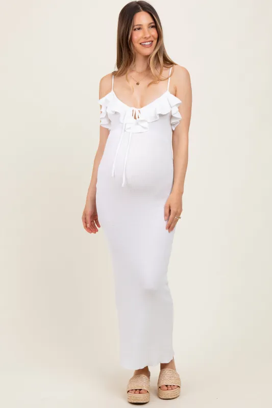 Ivory Sleeveless Knit Mermaid Maternity Maxi Dress made by Klesis