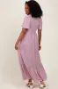 Mauve Floral Smocked Midi Dress sold by Pinkblush