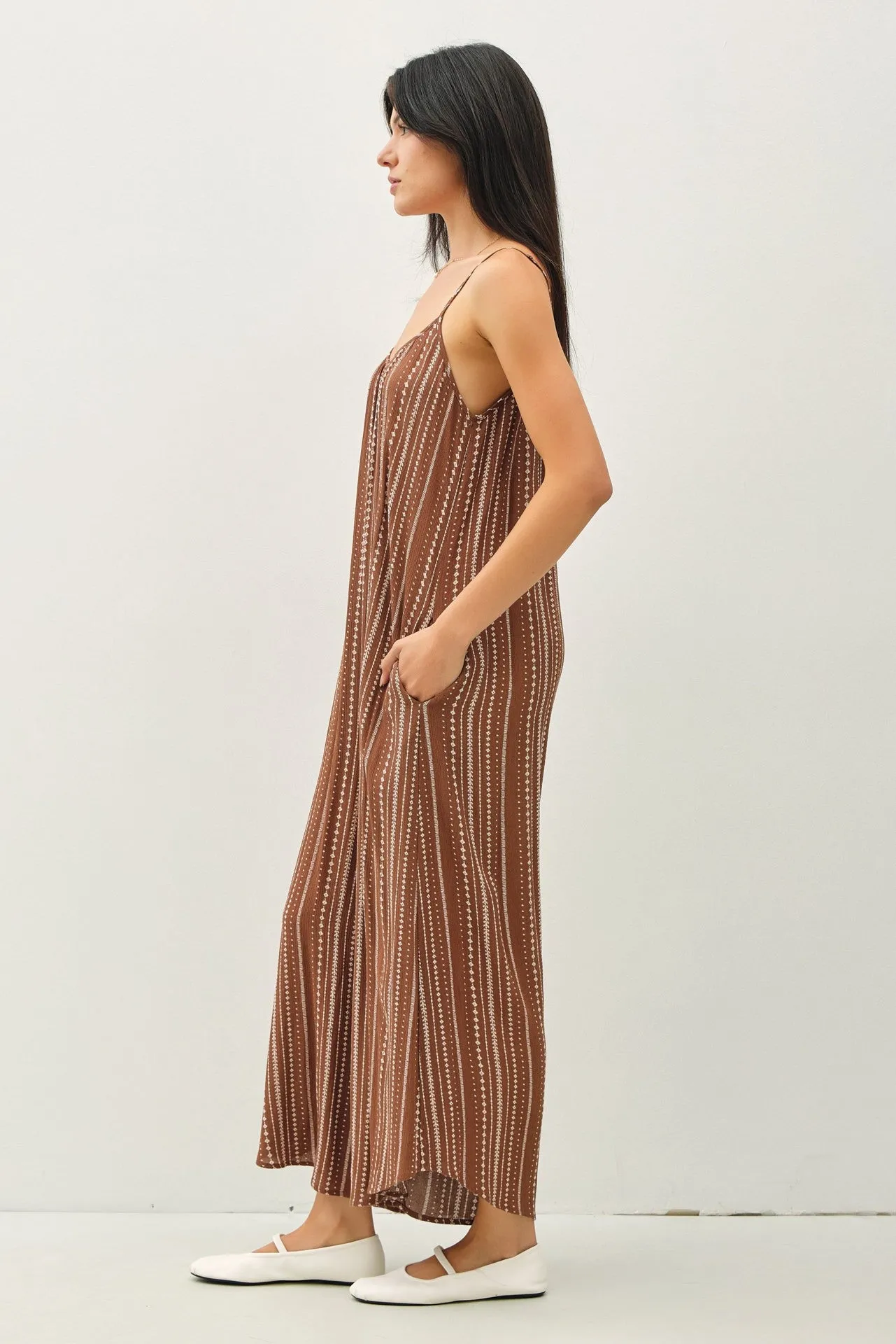 Brown Printed Sleeveless Wide Leg Jumpsuit sold by Pinkblush product image thumbnail 2
