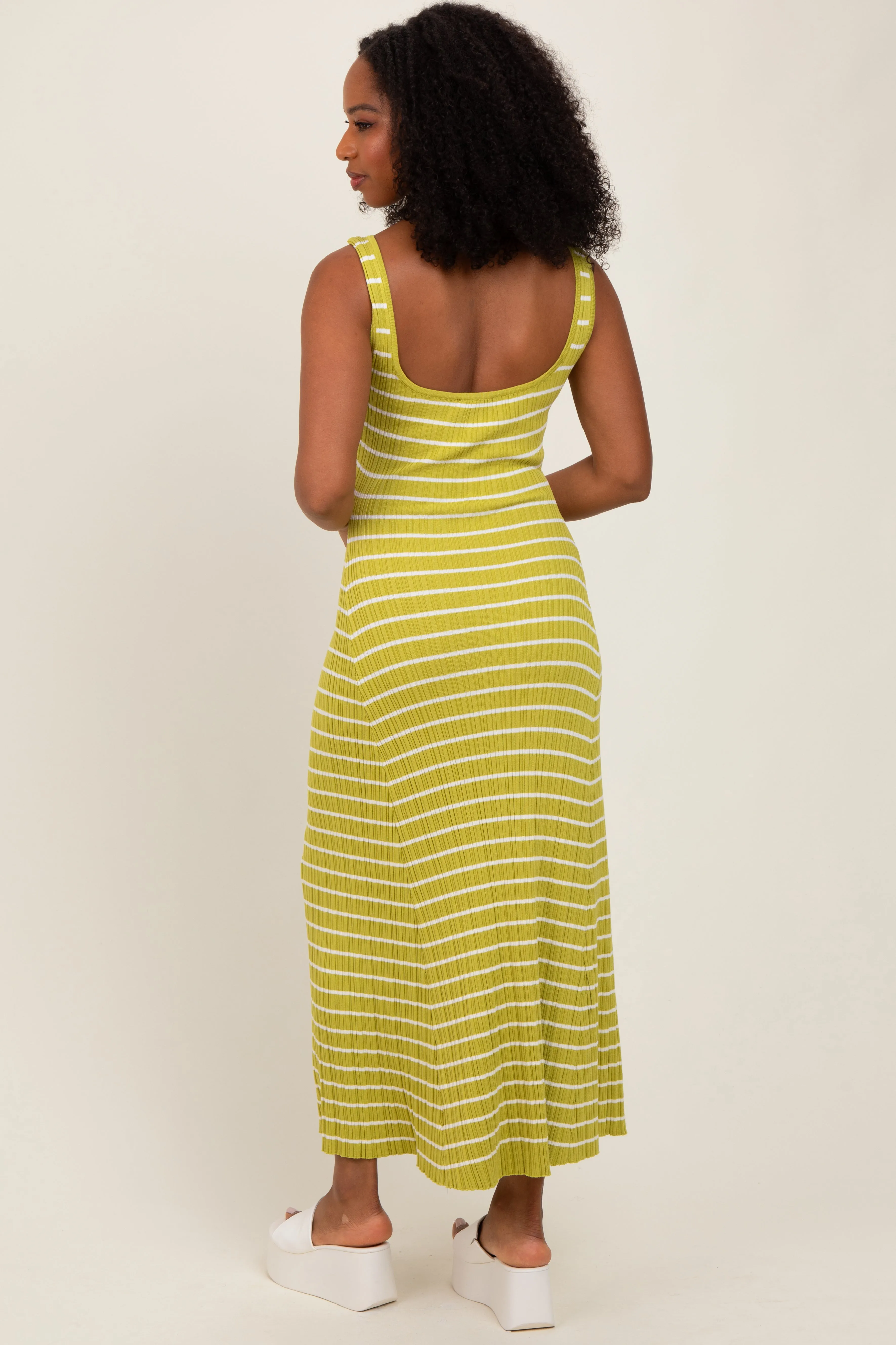 Lime Striped Ribbed Sleeveless Maxi Dress sold by Pinkblush product image thumbnail 4