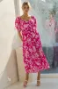 Fuchsia Floral Sweetheart Neckline Maternity Midi Dress sold by Pinkblush