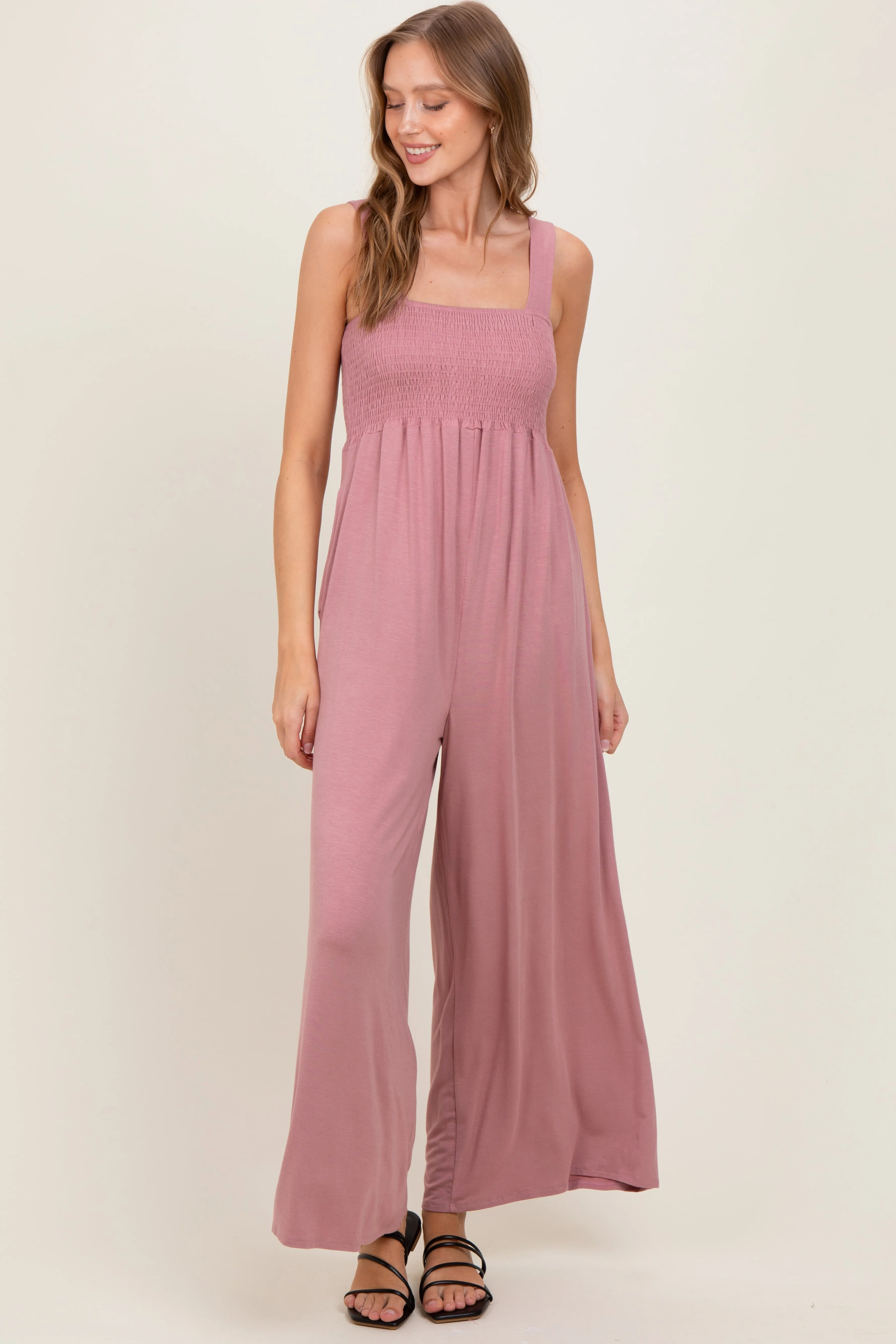 Mauve Sleeveless Wide Leg Maternity Jumpsuit sold by Pinkblush product image thumbnail 4