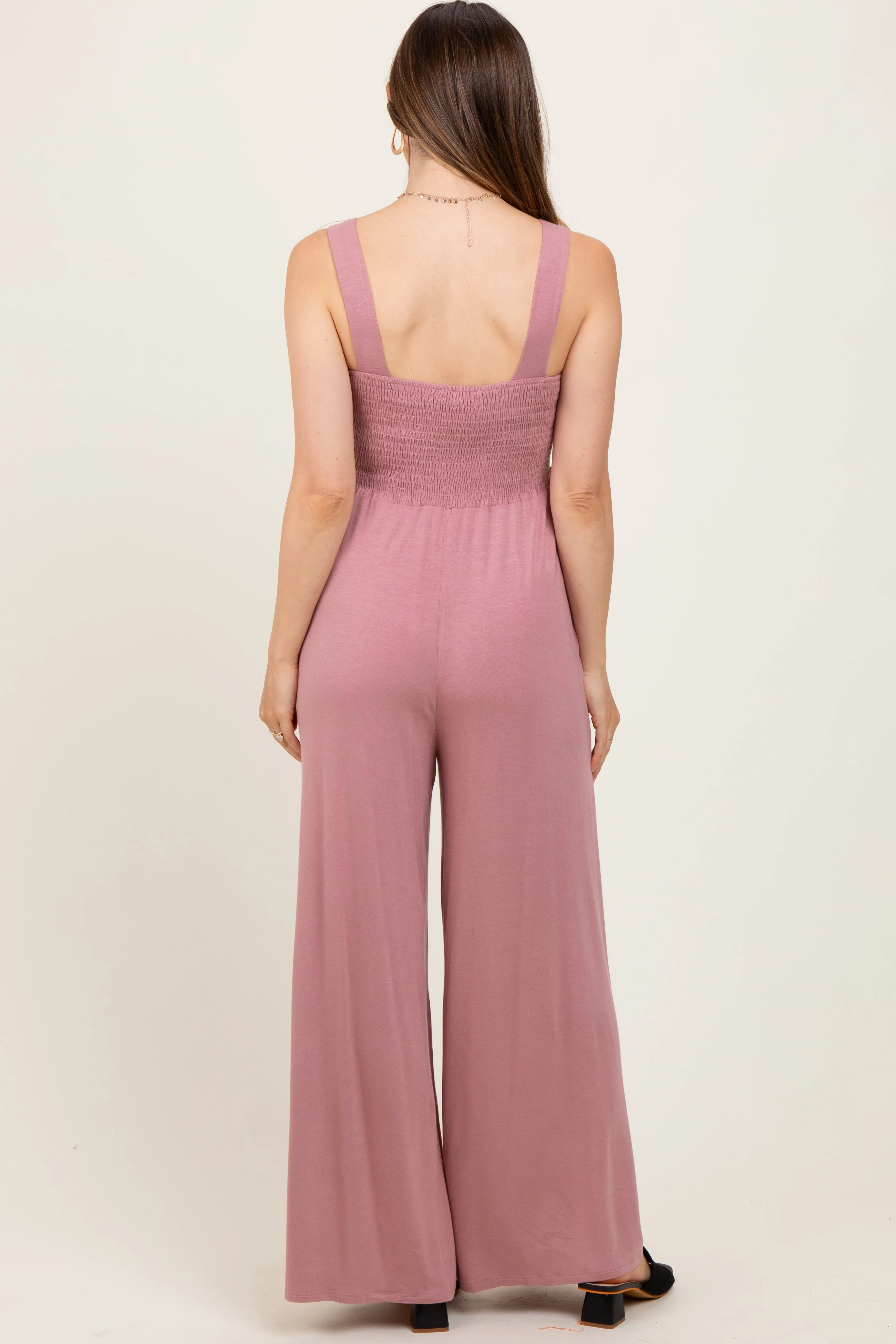Mauve Sleeveless Wide Leg Maternity Jumpsuit sold by Pinkblush product image thumbnail 3