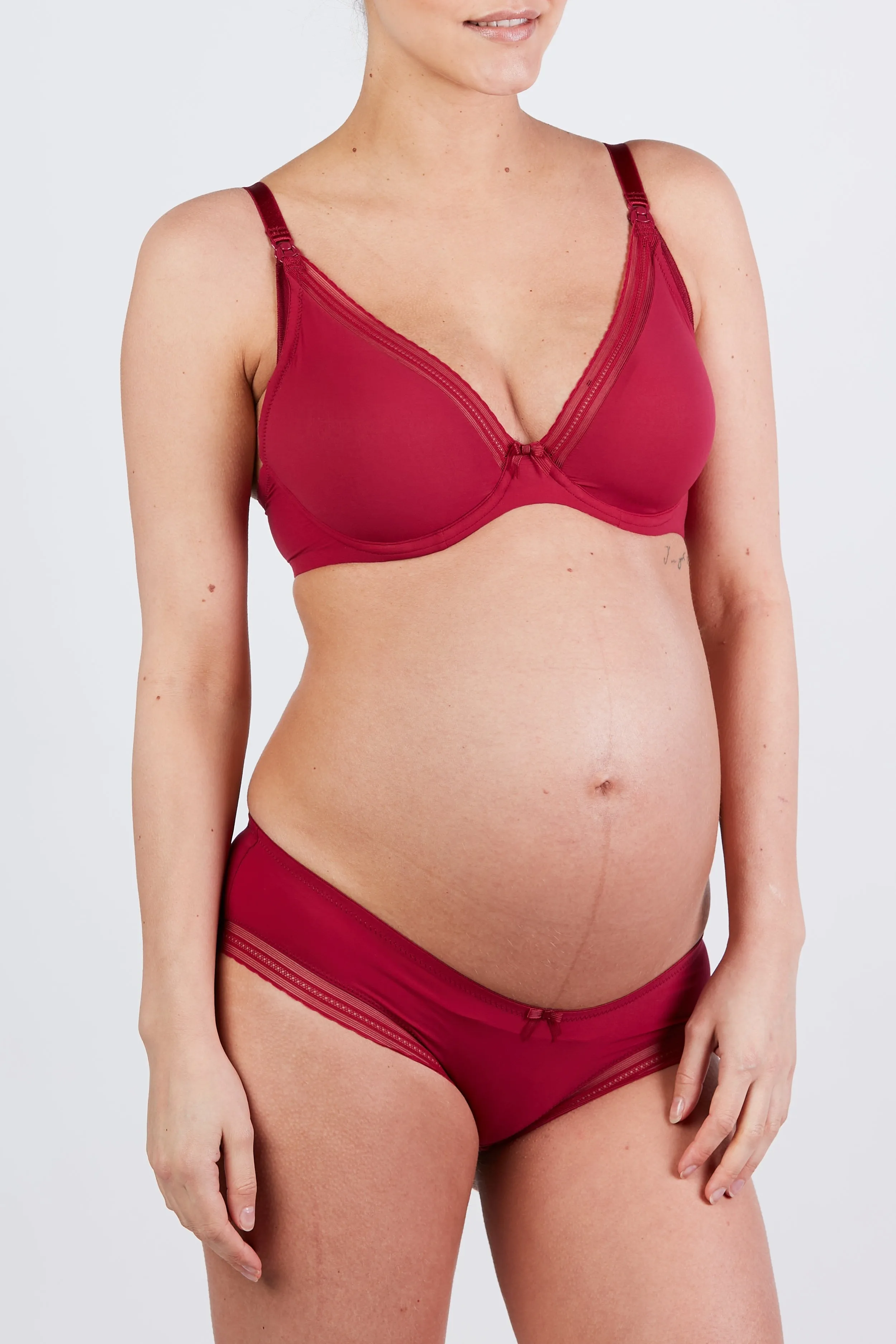 Burgundy Cache Couer Maternity Low Waist Slip sold by Pinkblush