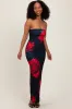 Navy Floral Strapless Maxi Dress sold by Pinkblush