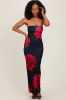 Navy Floral Strapless Maxi Dress sold by Pinkblush