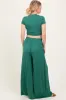 Emerald Green Cropped Short Sleeve Wide Leg Pants Maternity Set sold by Pinkblush