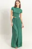 Emerald Green Cropped Short Sleeve Wide Leg Pants Maternity Set sold by Pinkblush