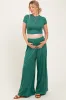Emerald Green Cropped Short Sleeve Wide Leg Pants Maternity Set sold by Pinkblush
