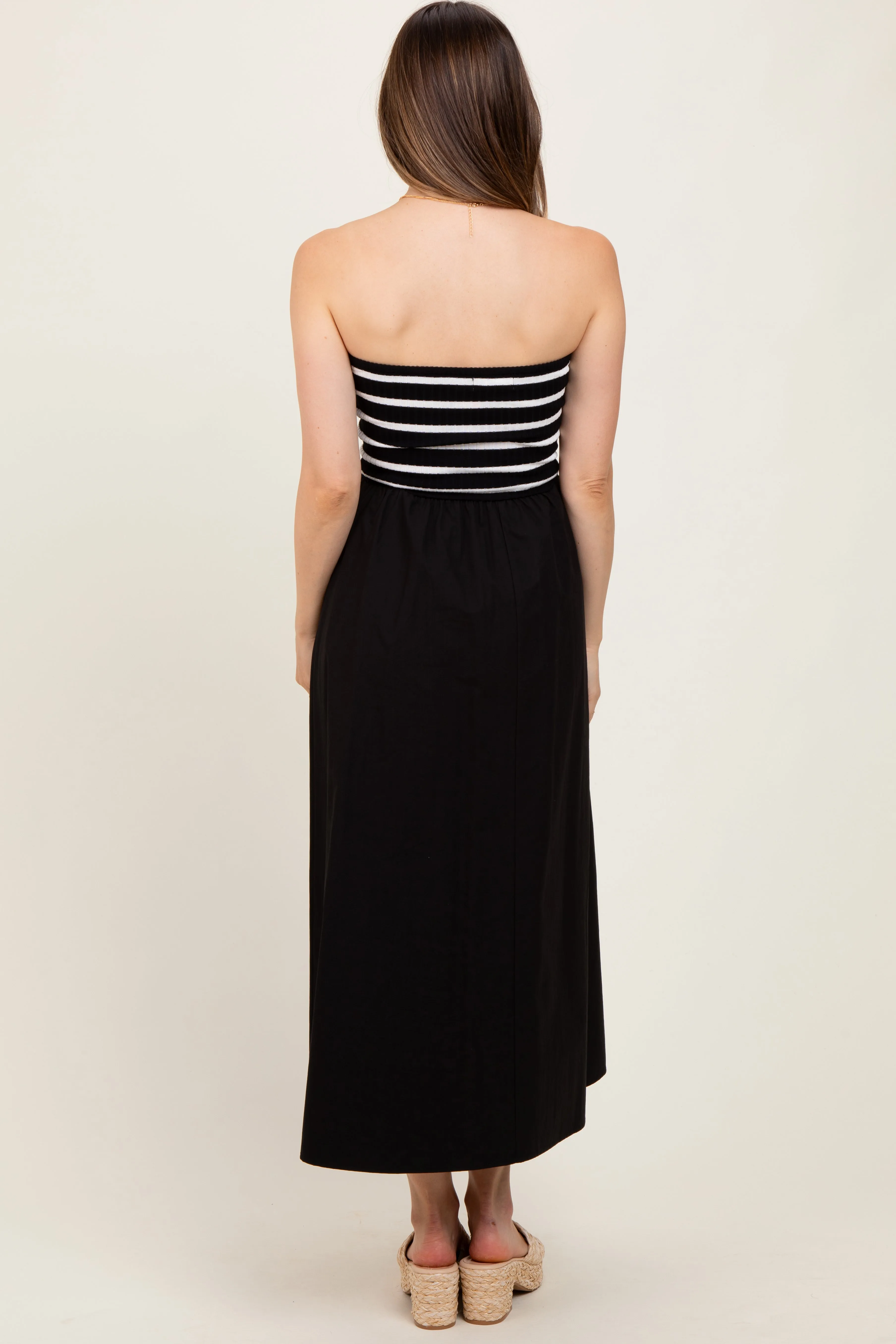 Black Striped Tube Knit Maternity Maxi Dress sold by Pinkblush product image thumbnail 4