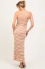 Camel Striped Knit Strapless Side Slit Maternity Maxi Dress sold by Pinkblush