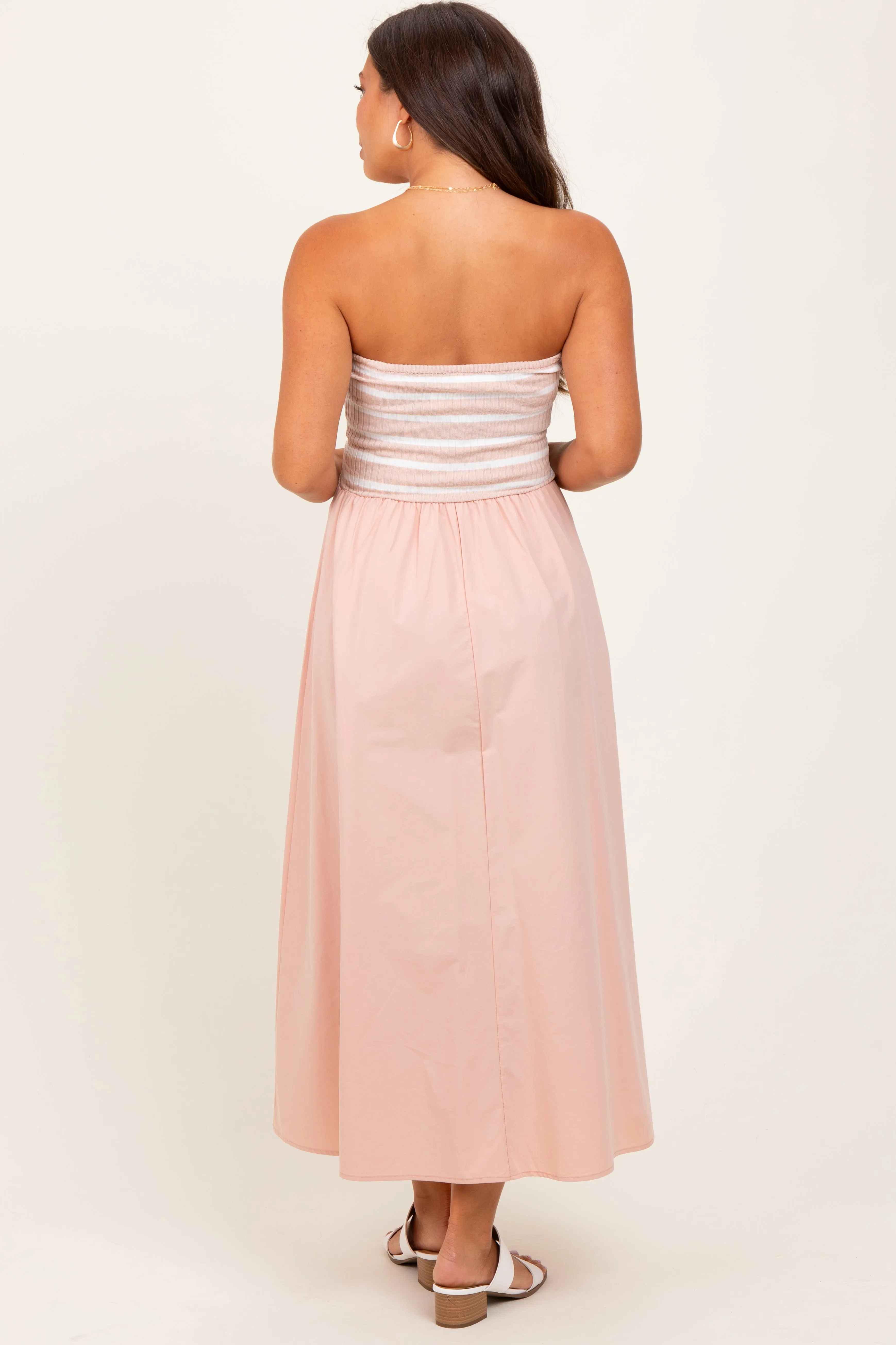 Mauve Striped Tube Knit Maternity Maxi Dress sold by Pinkblush product image thumbnail 3