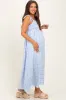 Blue Plaid Smocked Shoulder Tie Maternity Maxi Dress sold by Pinkblush